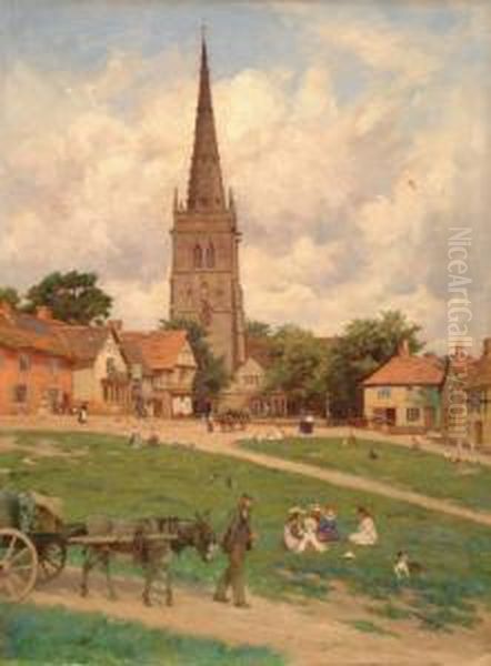 The Villagegreen Oil Painting by William Banks Fortescue