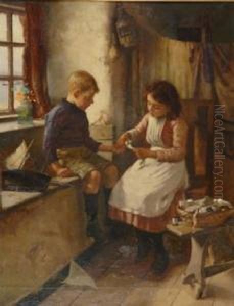 A Slight Mishap Oil Painting by William Banks Fortescue