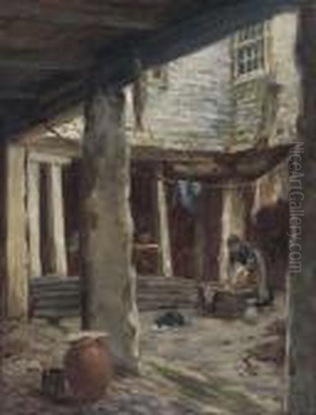 A Fisherman's Dwelling Oil Painting by William Banks Fortescue