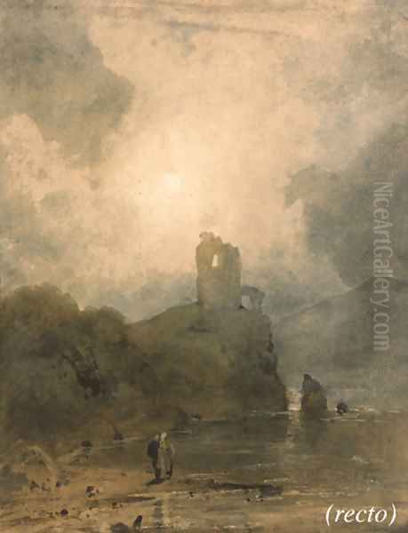 Dolbadern Castle on Llanberris Lake, Caernarvonshire Oil Painting by John Sell Cotman