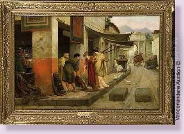 Le Marchand De Tapis A Pompei Oil Painting by Eduardo Forti