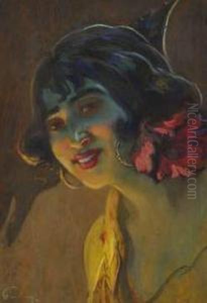 (actif Au Xixeme Et Xxeme Siecle)
Portrait D'une Gitane Oil Painting by Fortuney