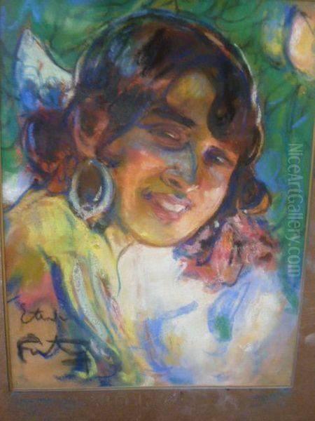 Portrait D'une Gitane. Oil Painting by Louis Fortuney