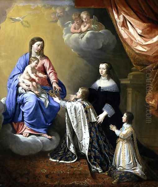 The Virgin Mary gives the Crown and Sceptre to Louis XIV, 1643 Oil Painting by Philippe de Champaigne