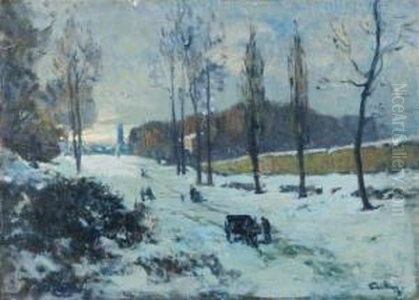 La Route De Louveciennes Oil Painting by Louis Fortuney