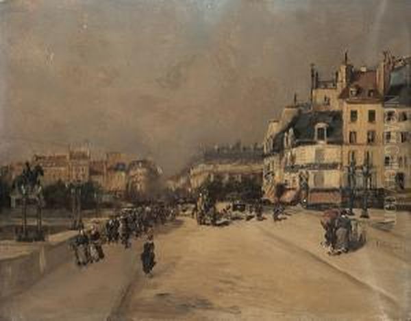 A Street Scene With Numerous Figures, Possiblyin Madrid Oil Painting by Mariano Fortuny Y Madrazo