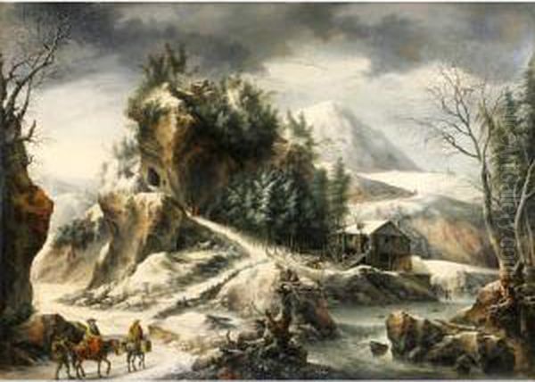 Appartenant A La Banque Hottinguer, Rue De Provence
 

 
 
 

 
 Paysage D'hiver Avec Une Grotte [ ; Winter Landscape With A Cavern ; Oil On Canvas] Oil Painting by Francesco Foschi