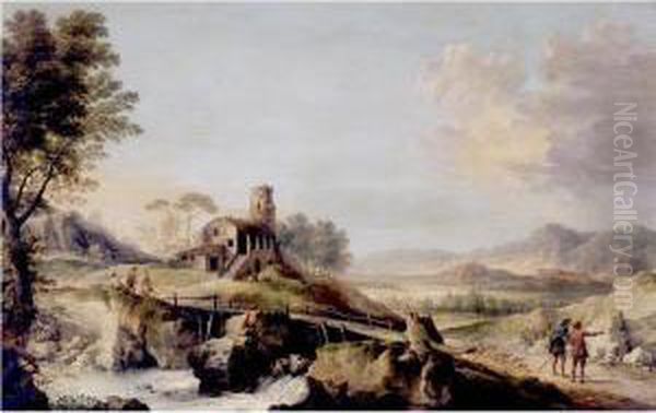 Pastoral Landscape With Figures Oil Painting by Francesco Foschi