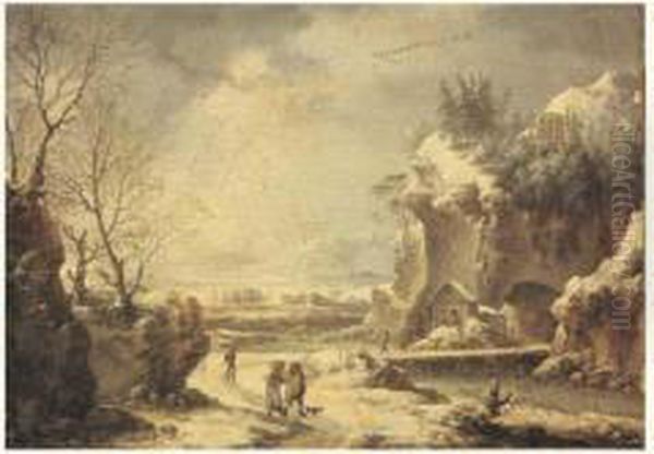 Paysage D'hiver Oil Painting by Francesco Foschi