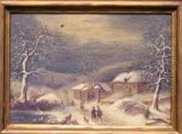 Villagein Winter Oil Painting by Francesco Foschi