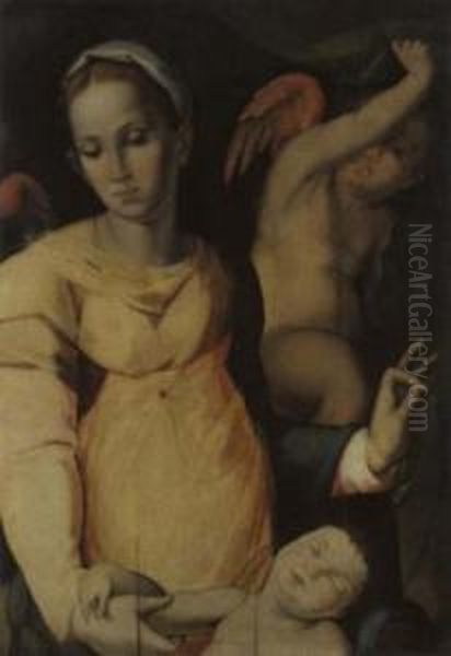 Madonna Mit Kind Und Engel Oil Painting by Pier Francesco Foschi