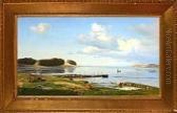 A Coastal Scenery Near Bramsnaes Village, Denmark Oil Painting by Harald Foss