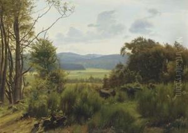 An Extensive Summer Landscape Oil Painting by Harald Foss