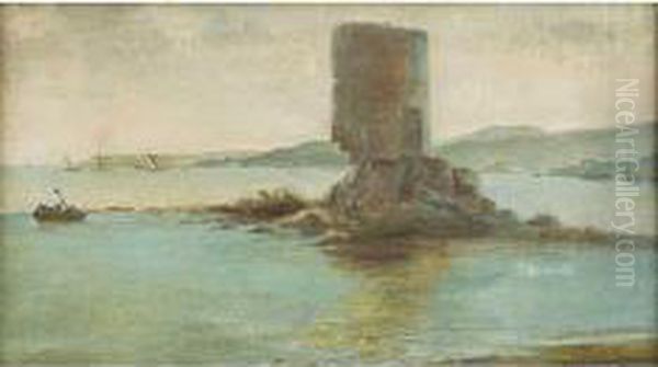 Mulino A Vento Nel Golfo Di La Spezia Oil Painting by Agostino Fossati