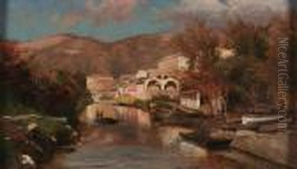 Paesaggio Fluviale Oil Painting by Agostino Fossati