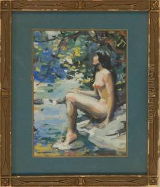 Nude In A Landscape Oil Painting by Ben Foster