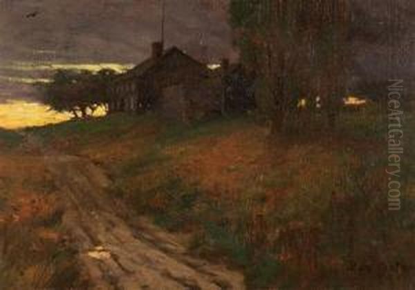 An Old New Englandfarmhouse Oil Painting by Ben Foster