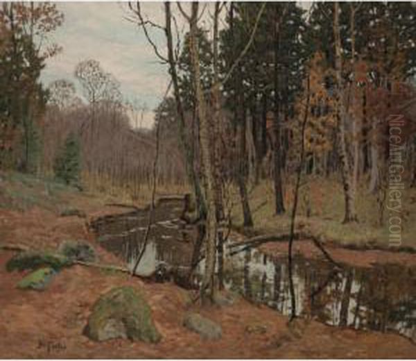 A Creek In The Woods Oil Painting by Ben Foster