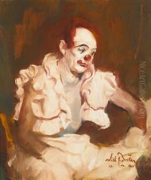 Clown Posed By Leon Franks Oil Painting by William Frederick Foster