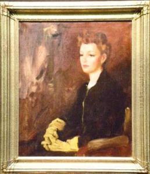 Portrait Of A Woman Wearing Gloves Oil Painting by William Frederick Foster