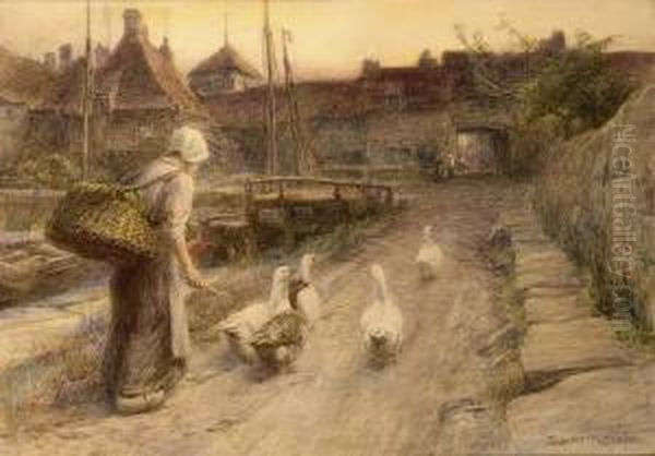 Thegoose-herd Oil Painting by William Gilbert Foster