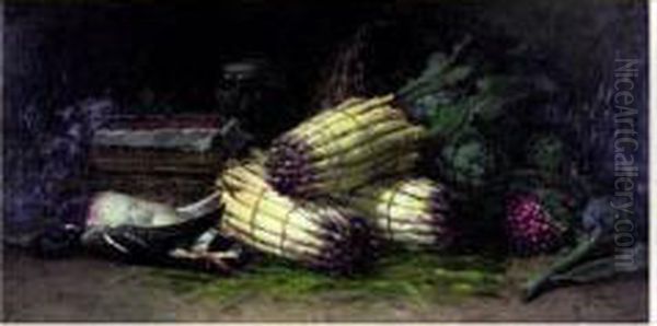 Nature Morte Aux Asperges, Canard, Artichauts Et Radis Oil Painting by Guillaume-Romain Fouace