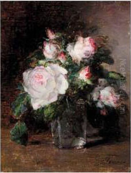 Still Life Of Roses Oil Painting by Guillaume-Romain Fouace