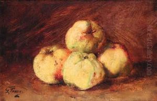 A Still Life With Apples Oil Painting by Guillaume-Romain Fouace