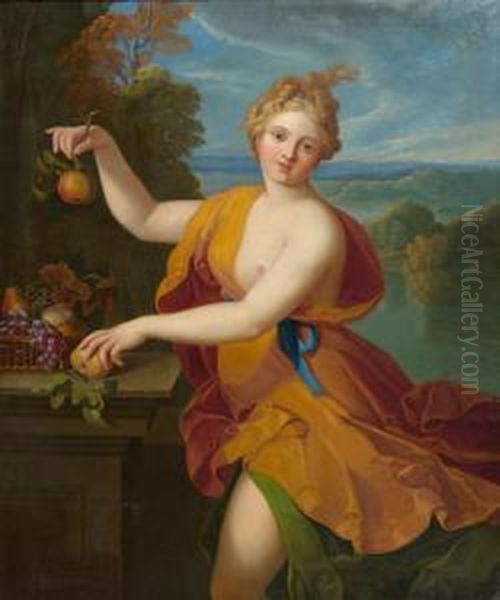 A Young Beauty As Pomona. Oil Painting by Nicolas Fouche