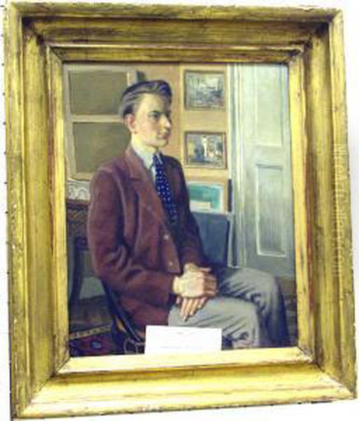 Portratt Av Erik. Oil Painting by Arvid Fougstedt