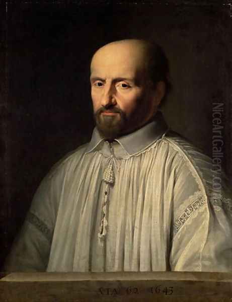 Portrait of the Abbot of Saint Cyran, c.1643 Oil Painting by Philippe de Champaigne