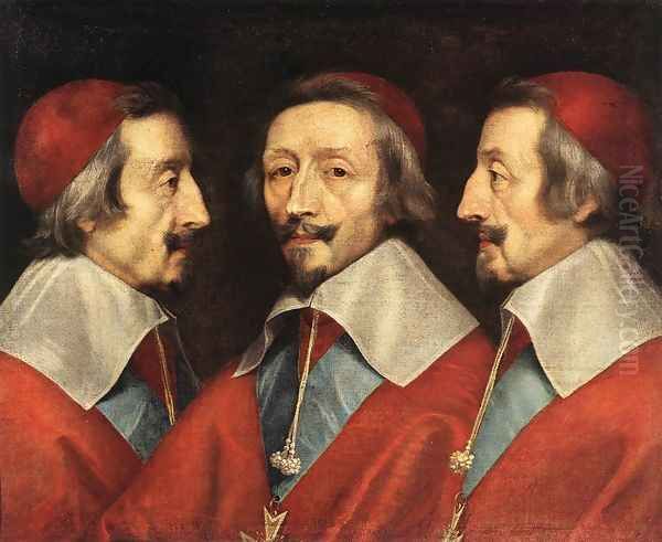 Triple Portrait of the Head of Richelieu, 1642 Oil Painting by Philippe de Champaigne