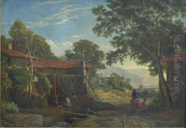 Le Village Oil Painting by Theodore Fourmois