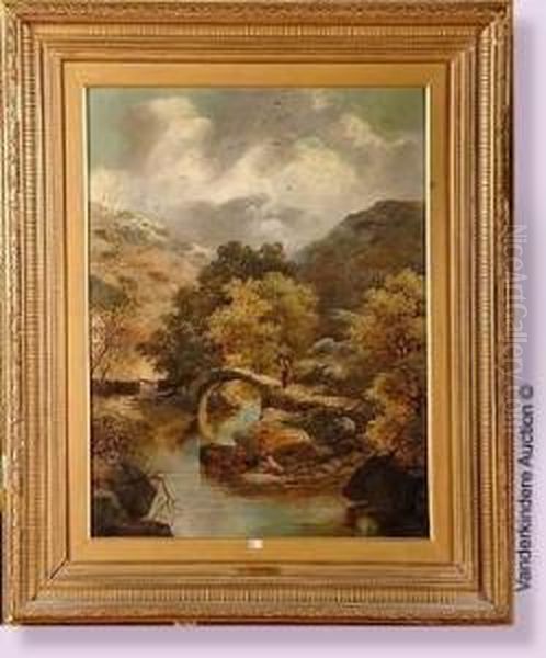 Paysage Montagneux Anime Oil Painting by Theodore Fourmois