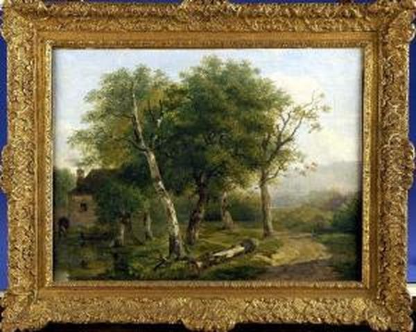 [maison Dans Un Sous-bois] Oil Painting by Theodore Fourmois