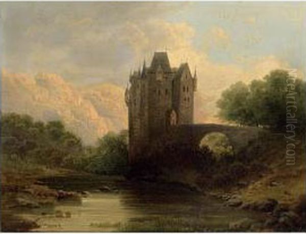 A View Of A Castle Oil Painting by Theodore Fourmois