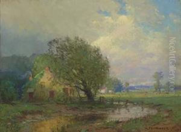 Morning In Brittany Oil Painting by Alexis Jean Fournier