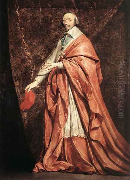 Portrait of Armand-Jean du Plessis, Cardinal Richelieu (1585-1642) 2 Oil Painting by Philippe de Champaigne