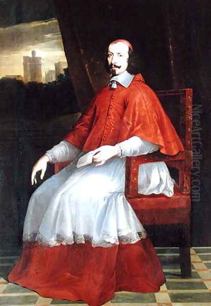 Portrait of Cardinal Jules Mazarin (1602-61) Oil Painting by Philippe de Champaigne