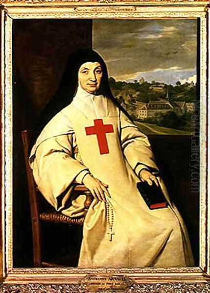 Mother Angelique Arnauld (1591-1661) Abbess of Port-Royal, 1654 Oil Painting by Philippe de Champaigne