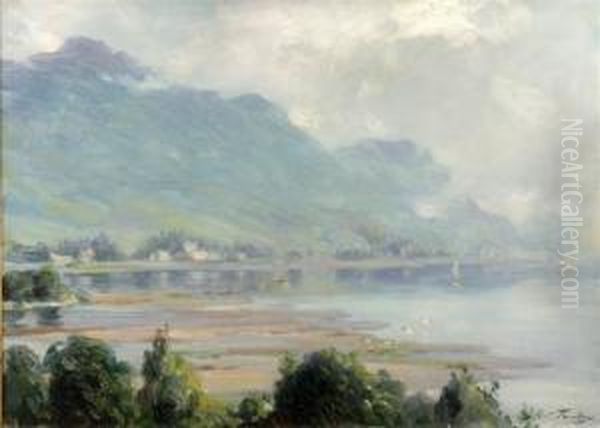 A Misty Morning, Loch Godhead Oil Painting by Robert Fowler