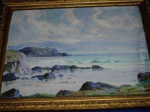 Rocky Seashore Oil Painting by Robert Fowler