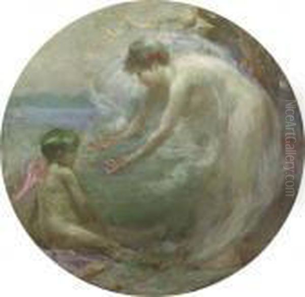 Venus And Cupid Oil Painting by Robert Fowler