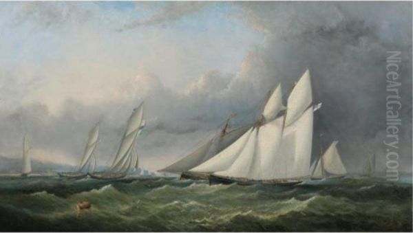 A Yacht Race On The Solent, Off Cowes - Isle Of Wight Oil Painting by Arthur Wellington Fowles