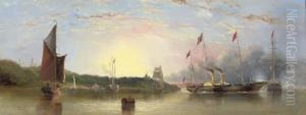 The Flotilla Of Royal Yachts 
Departing From Osborne Bay For Queen Victoria's State Visit To France, 
18th August 1855 Oil Painting by Arthur Wellington Fowles