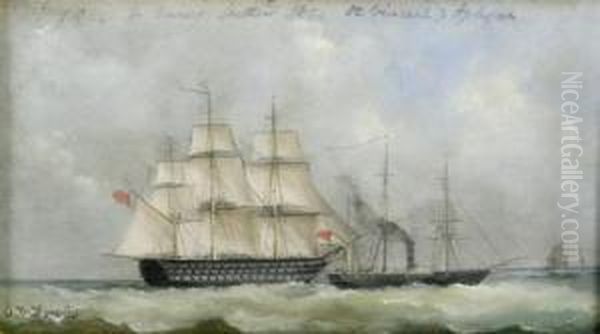 Leaving Spithead - St Vincent & Sphinx Oil Painting by Arthur Wellington Fowles