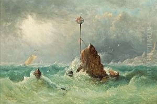 Rough Waters Off Guernsey Oil Painting by Arthur Wellington Fowles