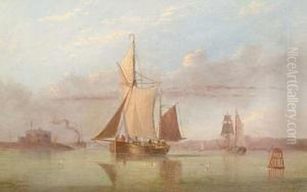 A Fishing Boat Oil Painting by Arthur Wellington Fowles