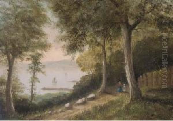 Appleby Wood, Near Ryde; And Alverstone Mill, Isle Of Wight Oil Painting by Arthur Wellington Fowles