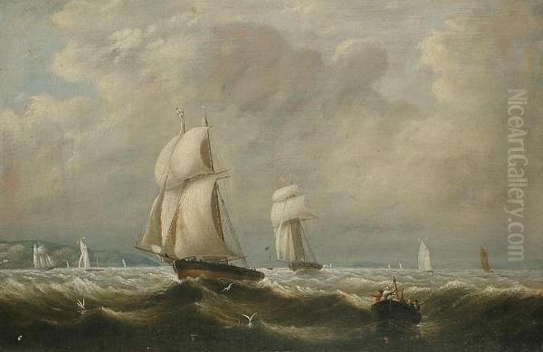 Sailing Match By Schooners Of The Royal Yacht Squadron Oil Painting by Arthur Wellington Fowles